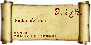 Duska Áron névjegykártya